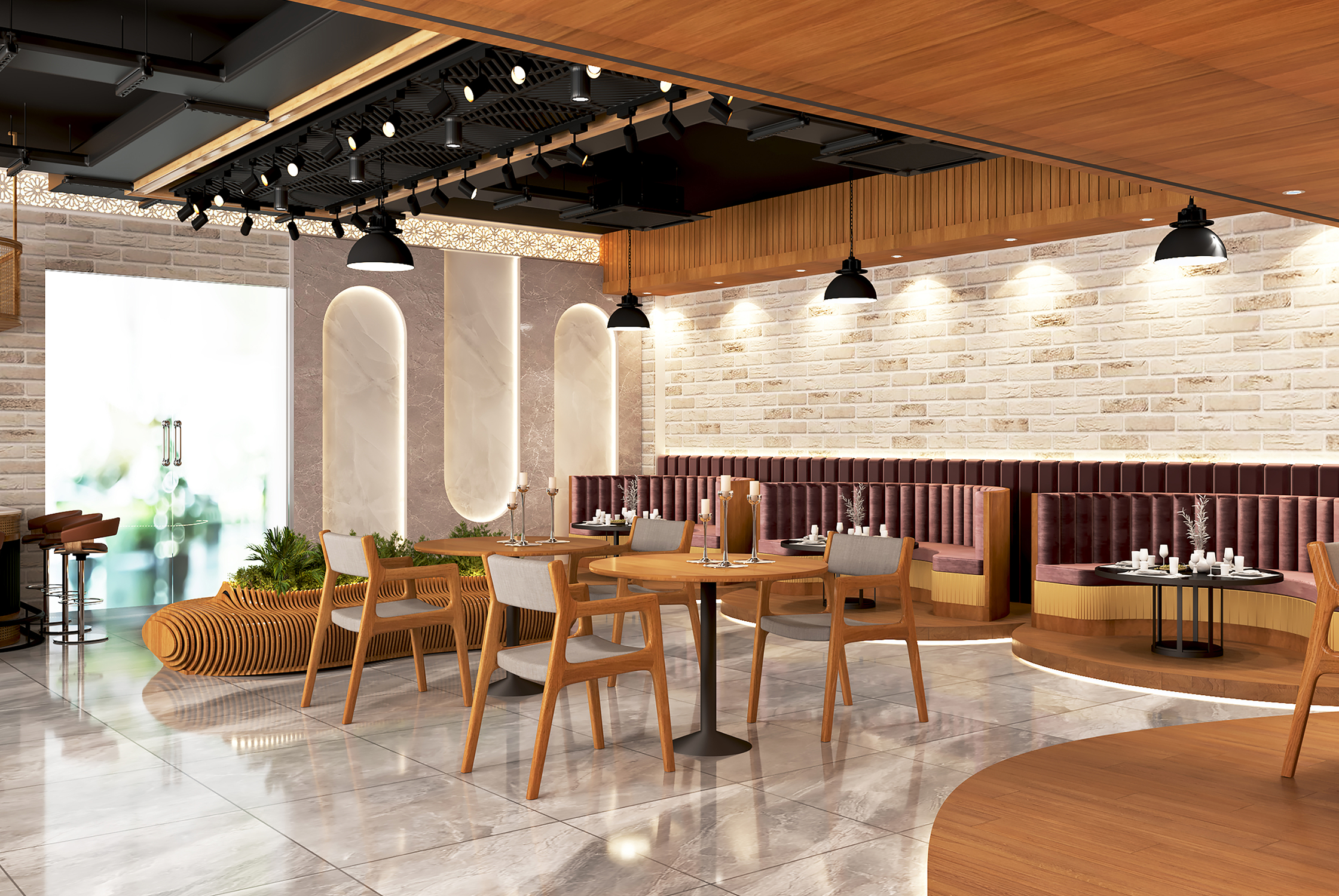Restaurant and café ambience design in Ahmedabad with modern interior styling