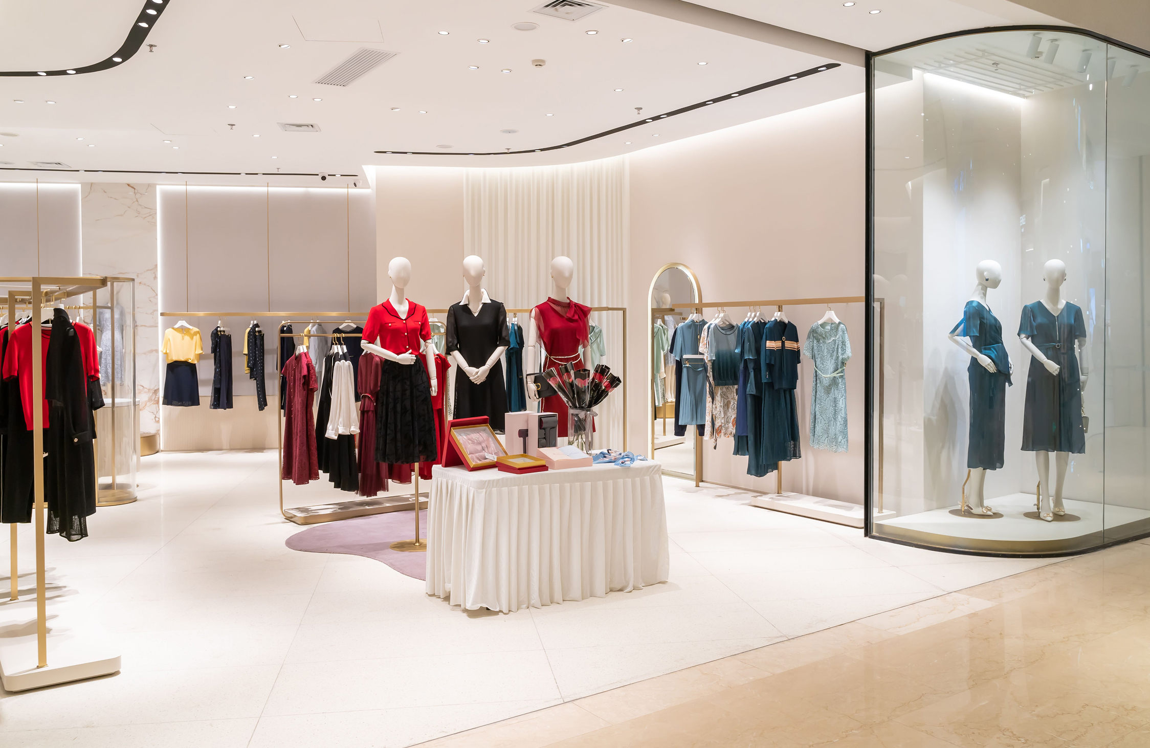 Brand focused boutique interior design in Ahmedabad with cohesive color palette and décor
