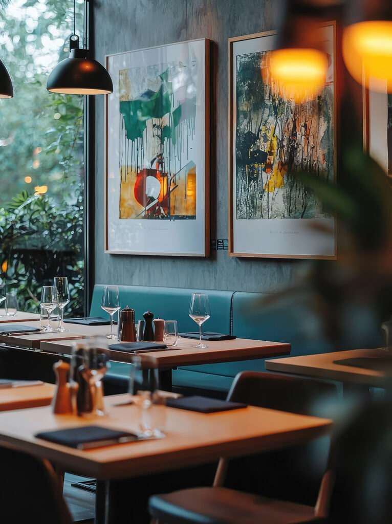 Cafe statement wall design in Ahmedabad with neon sign and creative photo corner