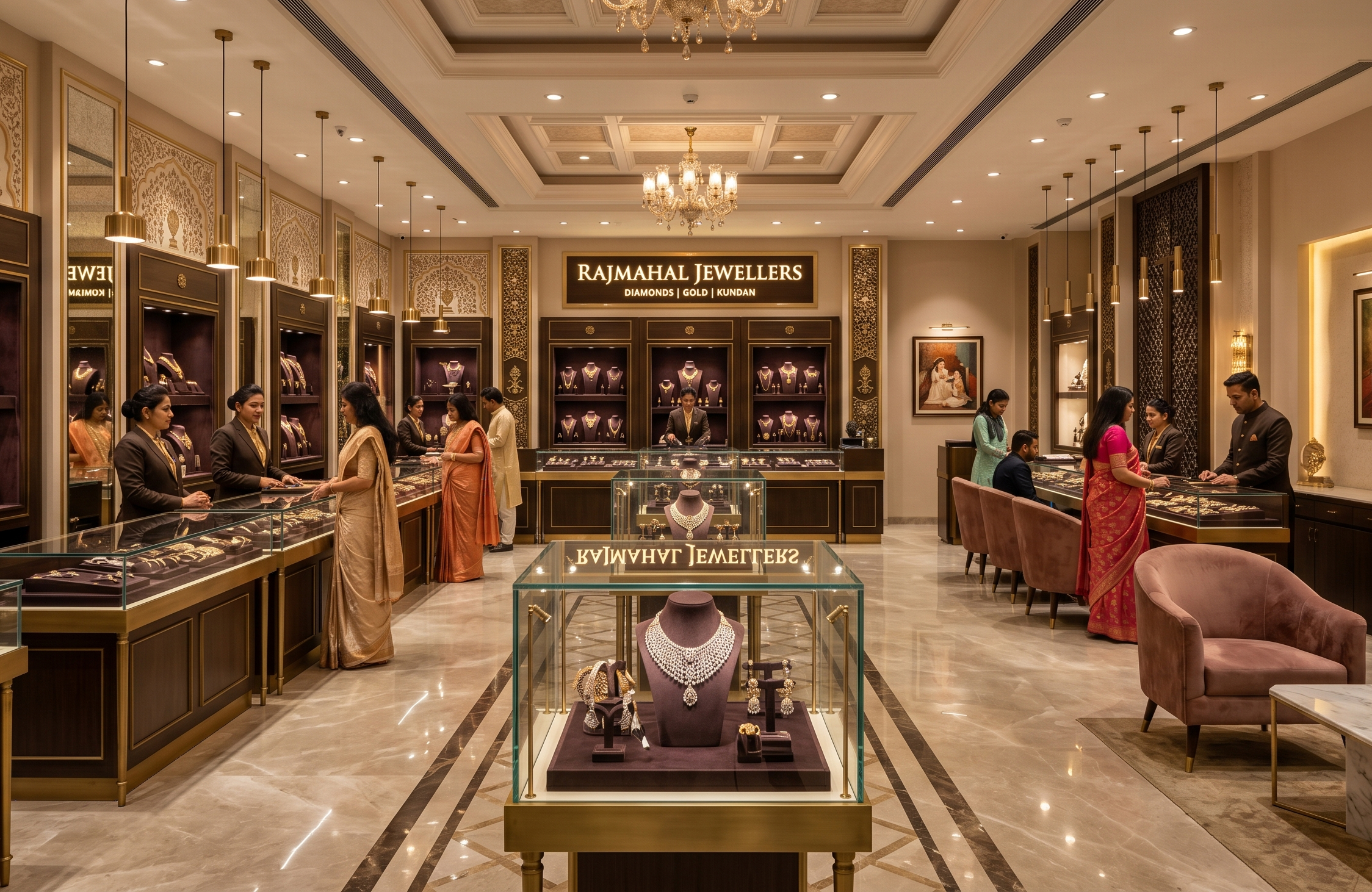 Secure jewelry store interior design in Ahmedabad with integrated safety and elegant design