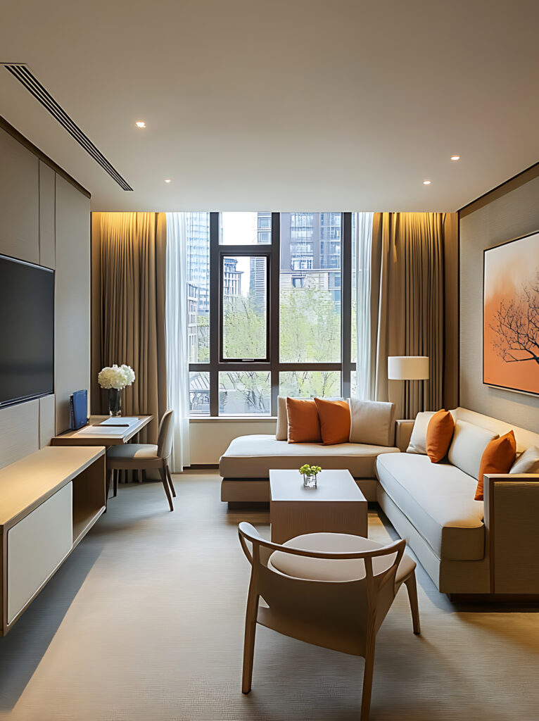 Elegant bedroom interior design for 3 BHK home in Ahmedabad with modern and cozy aesthetics