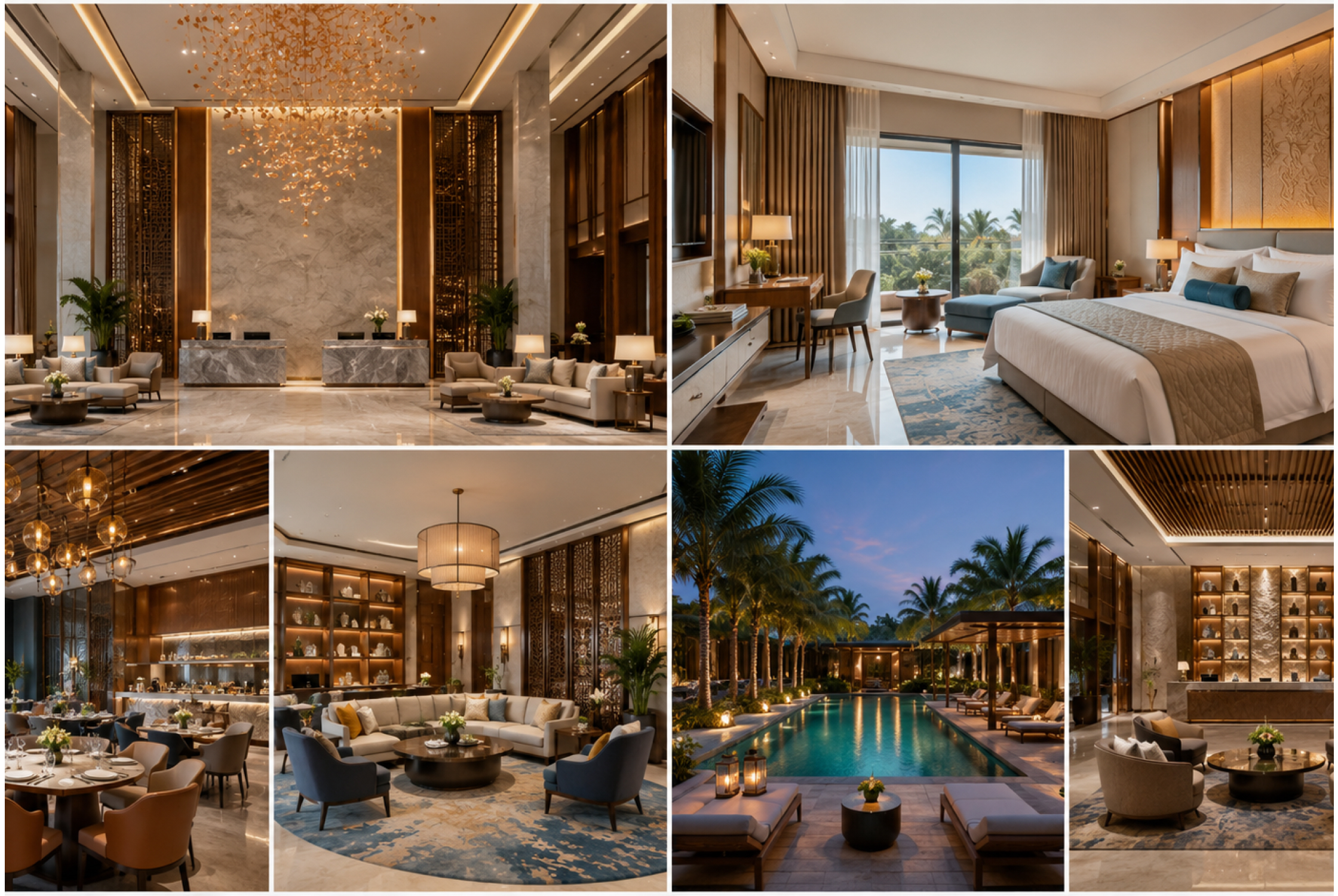 Luxury hotel restaurant interior design in Ahmedabad with sophisticated dining ambience and modern décor
