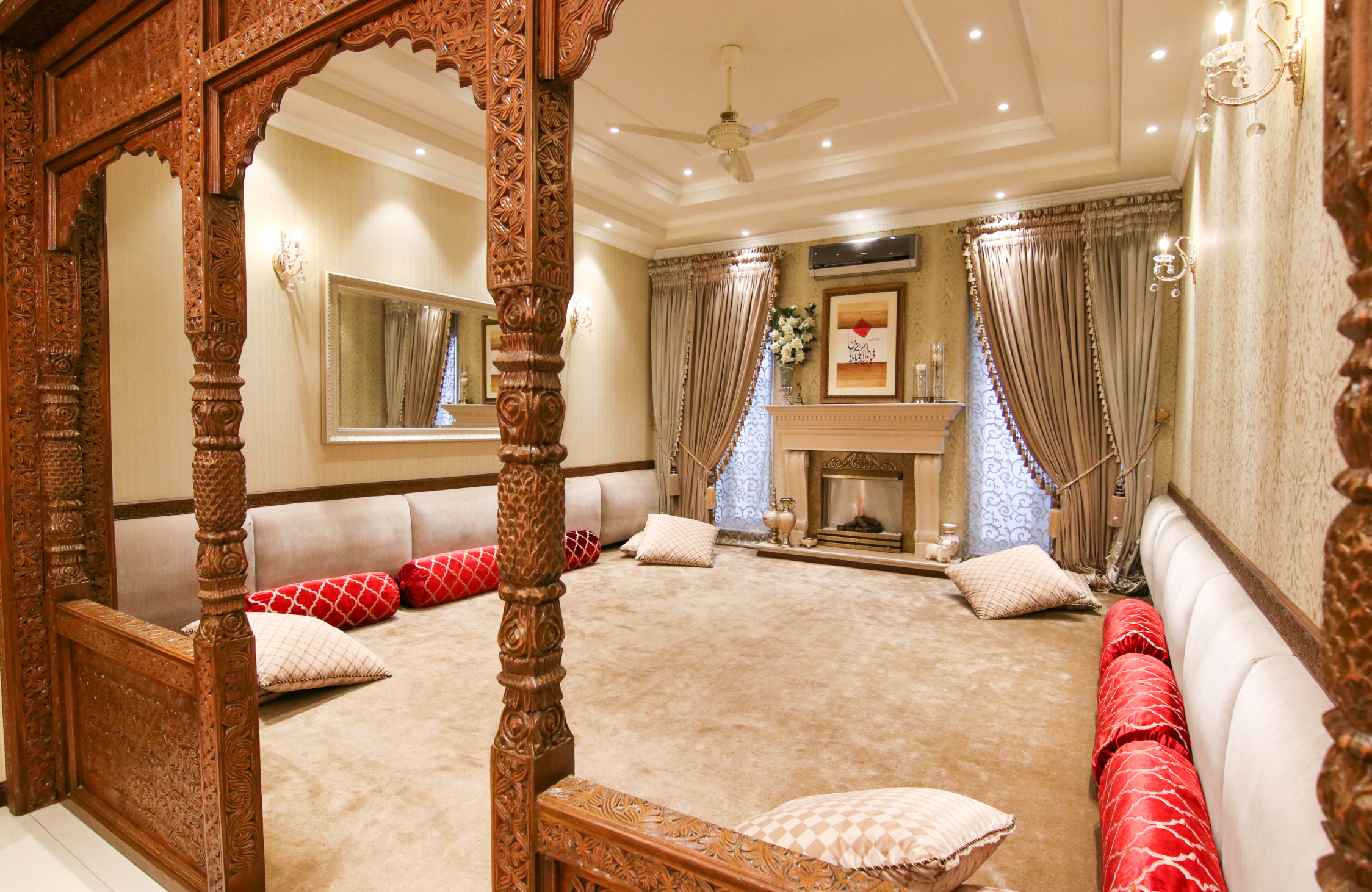 Luxury guest room interior design in Ahmedabad hotel with modern furniture, elegant lighting, and premium comfort