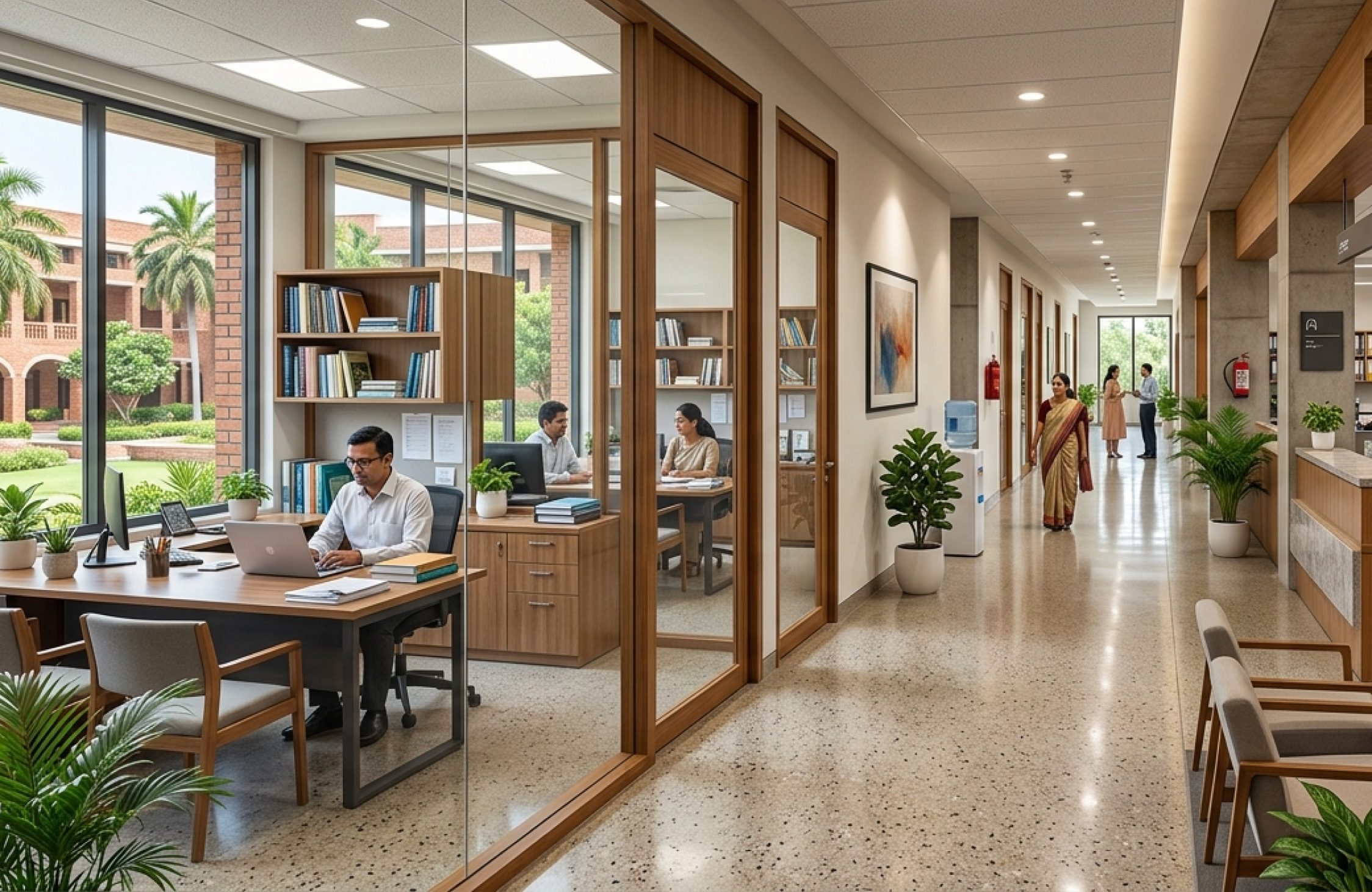 Professional faculty office and administrative interior design for universities in Ahmedabad