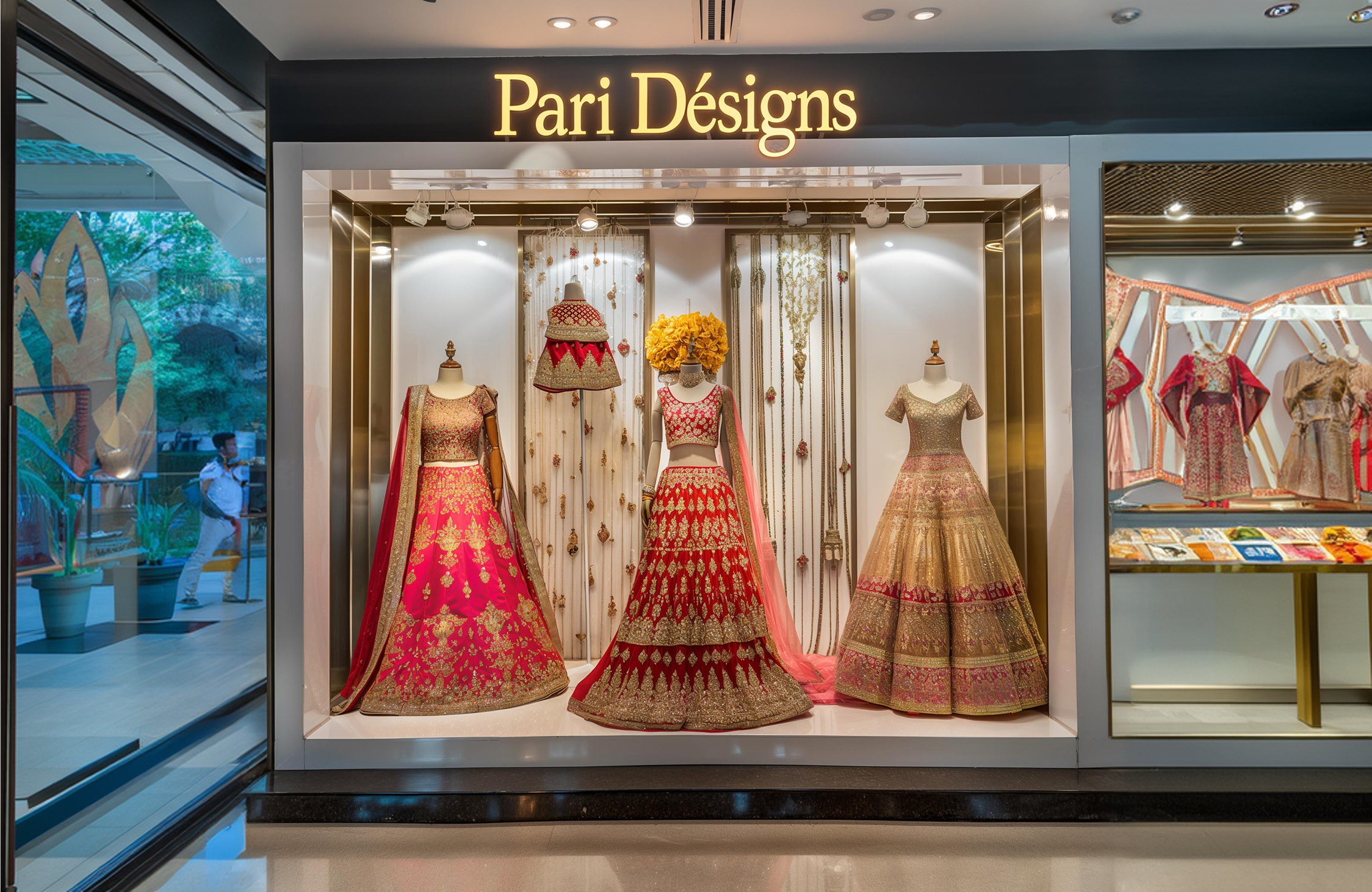Fashion showroom interior design in Ahmedabad with stylish displays and luxury retail ambience