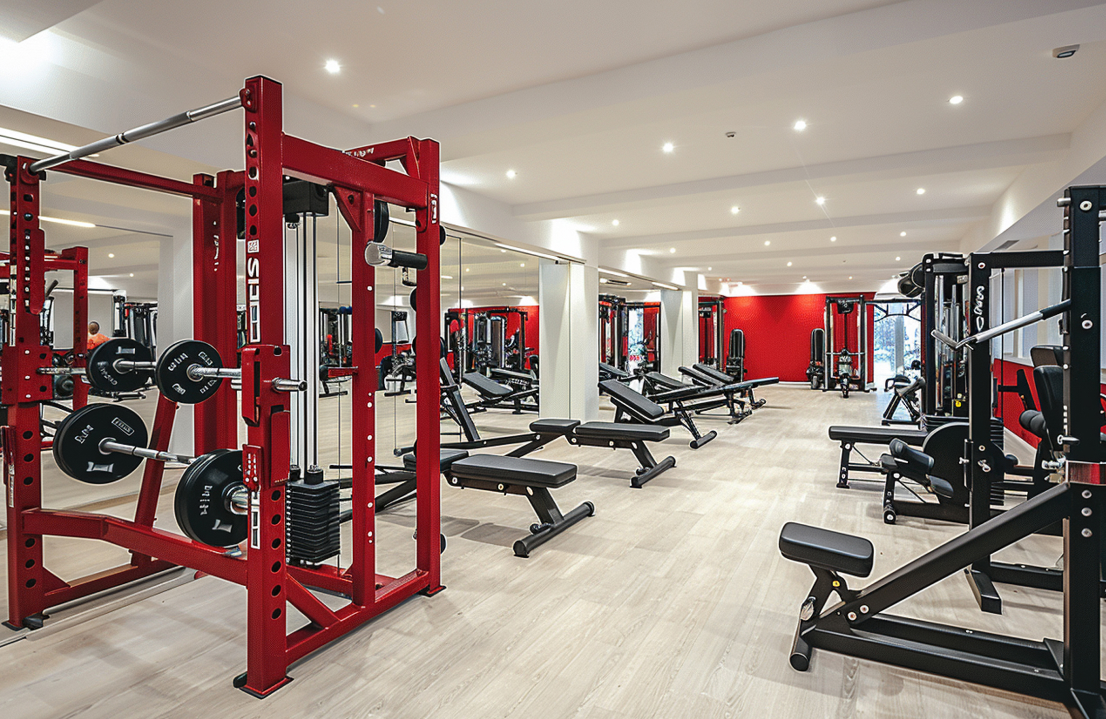 Professional gym lighting design creating an energetic atmosphere and enhancing workout experiences