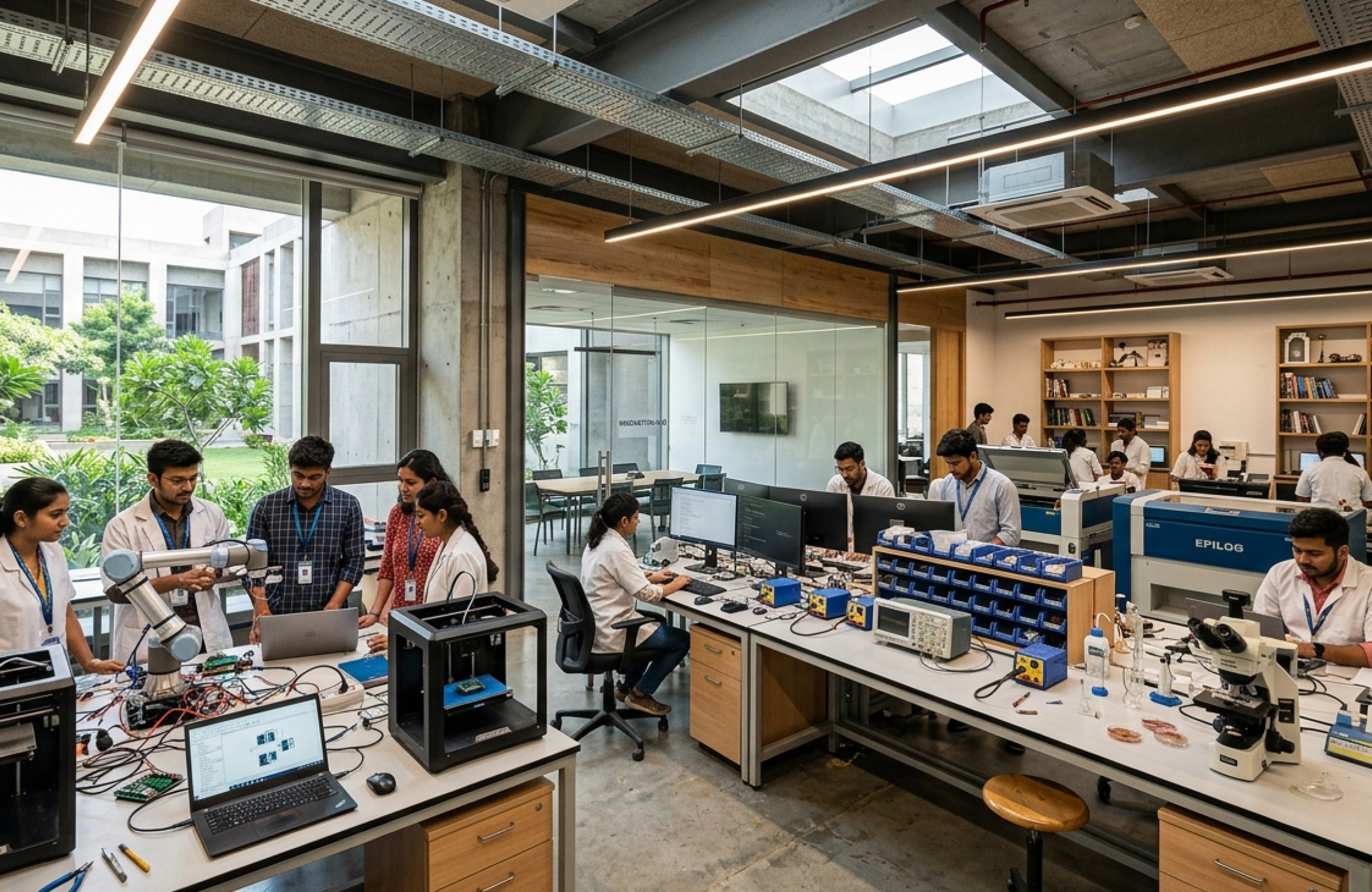 Innovation lab and research center interior design for colleges in Ahmedabad