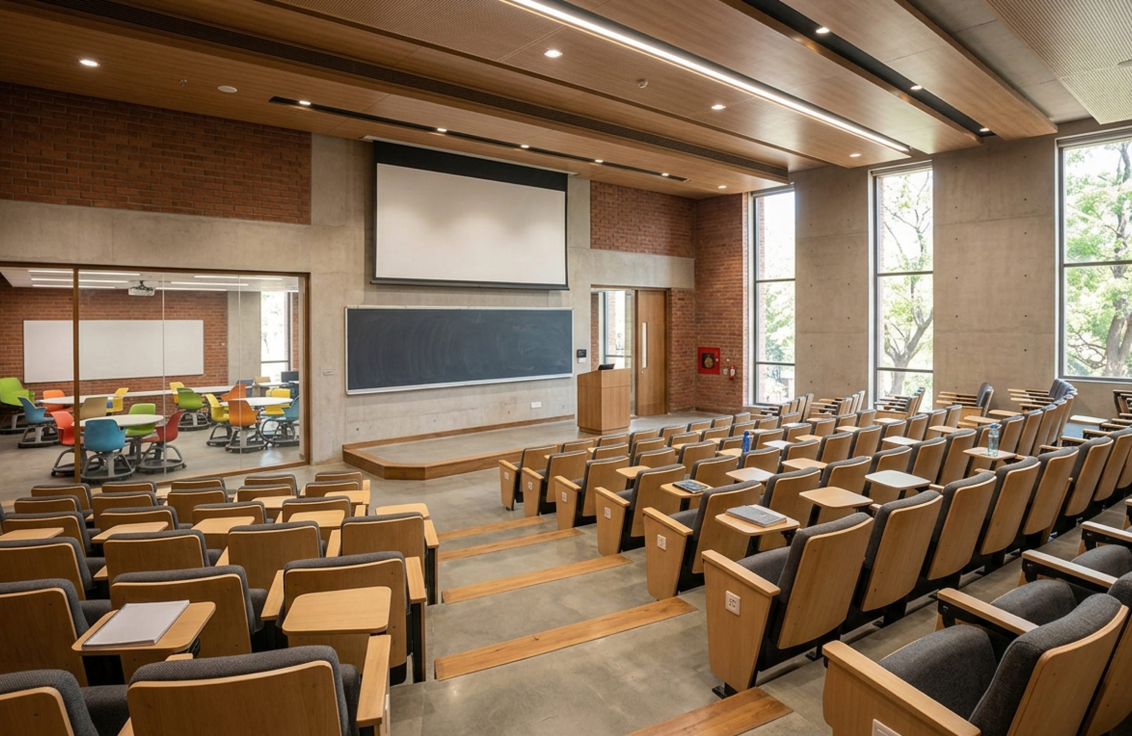 Modern lecture hall interior design for colleges and universities in Ahmedabad