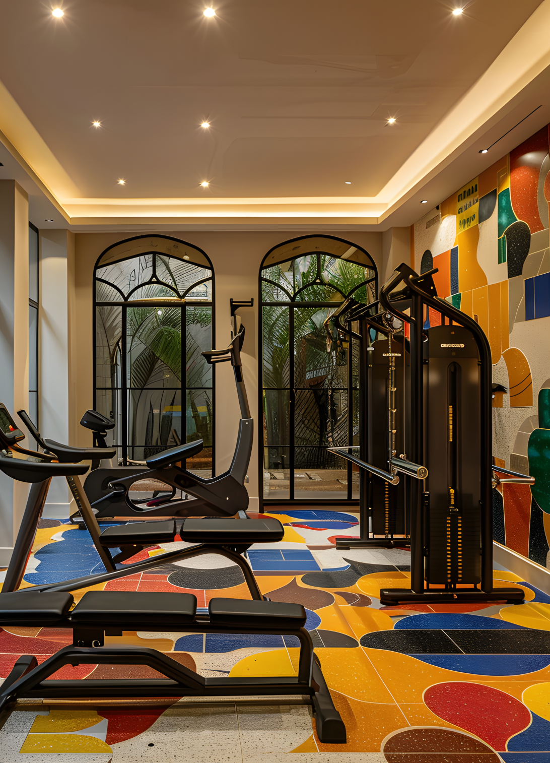 Modern fitness center interior design in Ahmedabad combining functionality, premium materials, and motivating workout environments