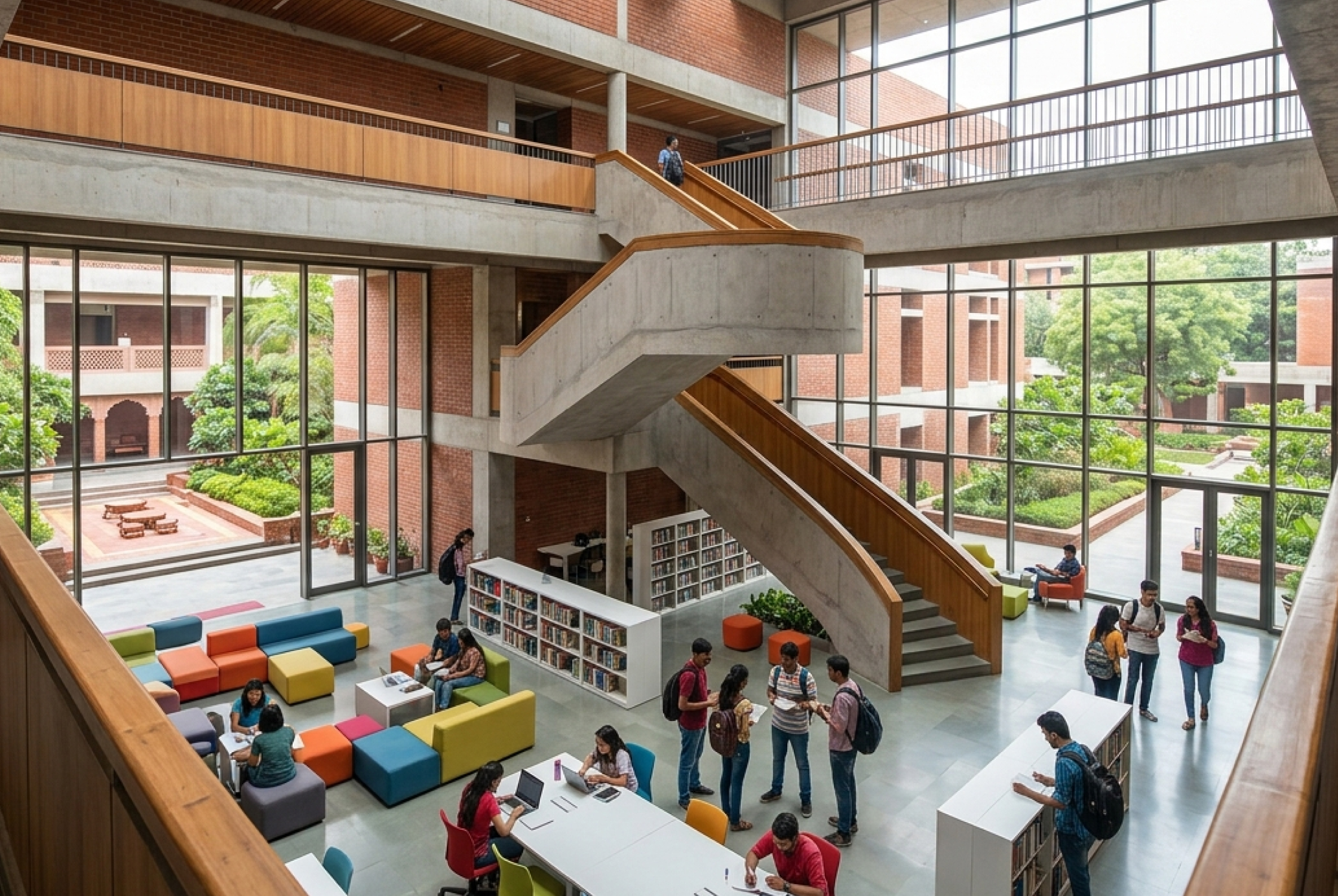 Smart campus interior design in Ahmedabad featuring technology-enabled educational environments