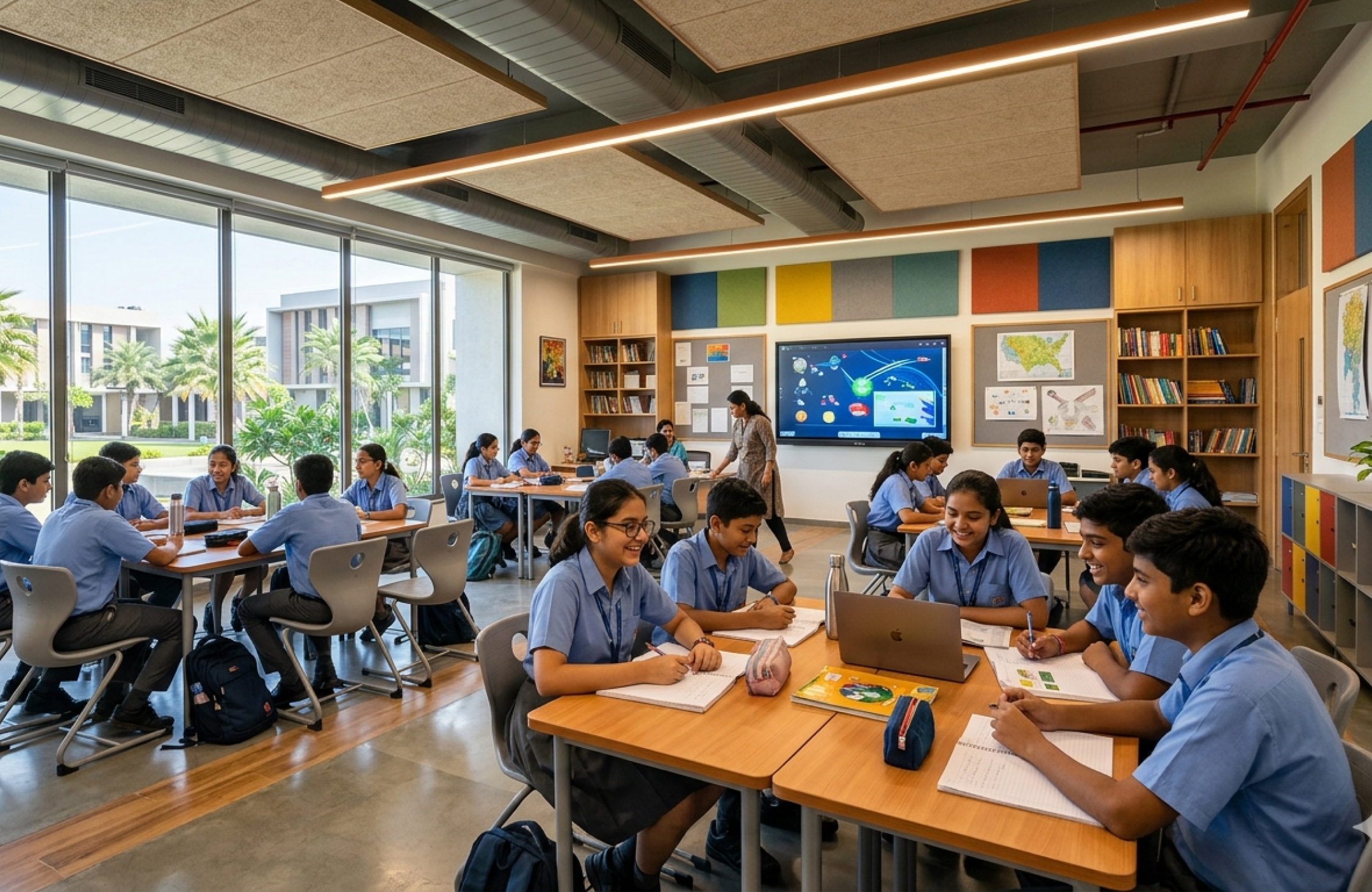 Smart educational space planning for schools in Ahmedabad with optimized layouts, collaborative learning zones, and efficient circulation design