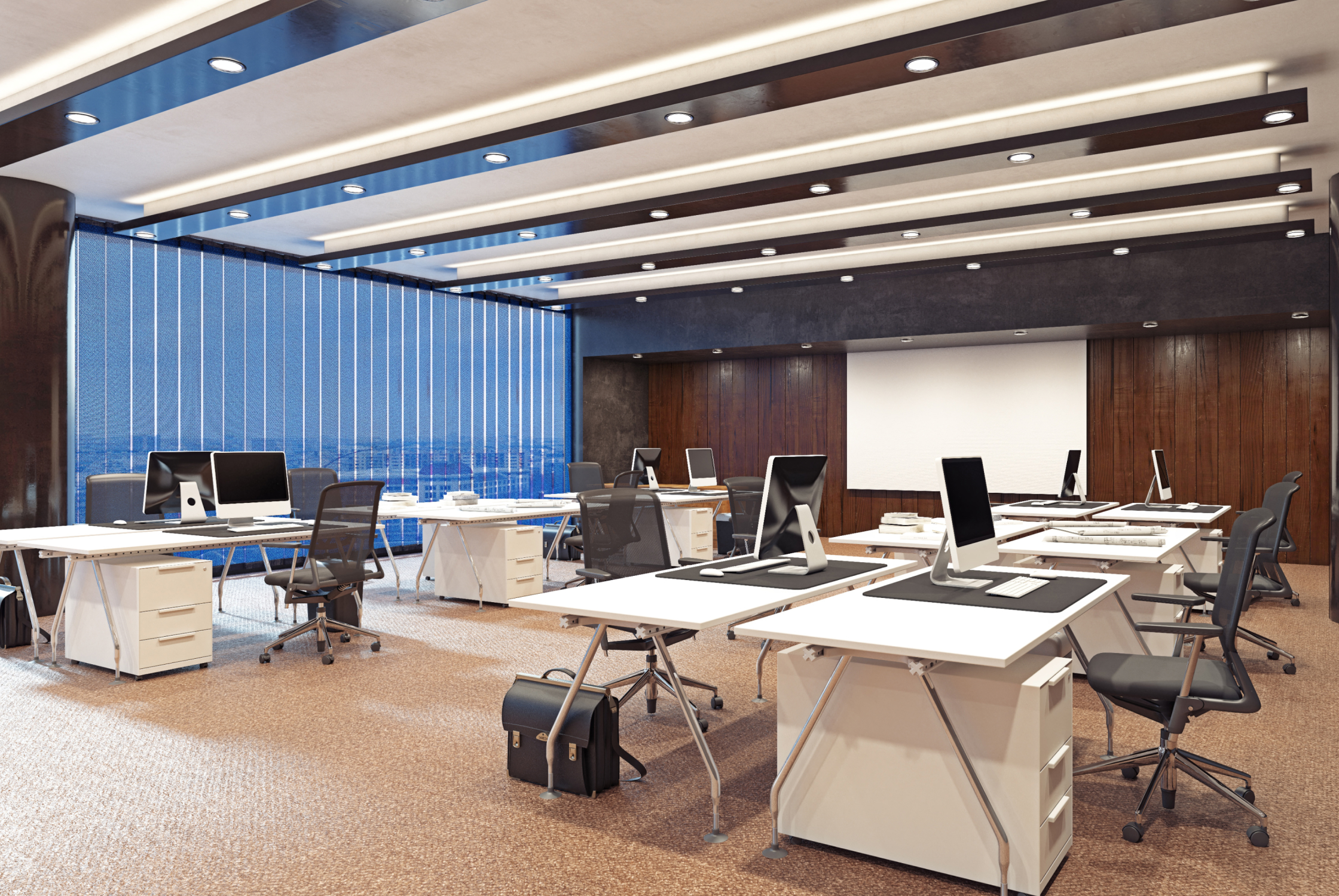 Ergonomic office workstation interior design in Ahmedabad