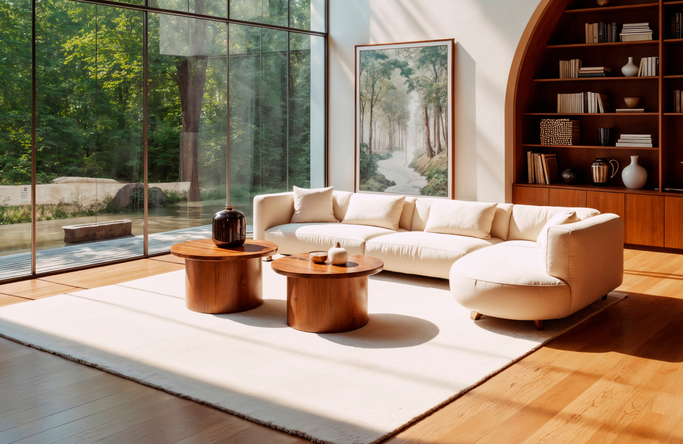 Elegant luxury bungalow interior with premium materials, customized furniture and modern finishes