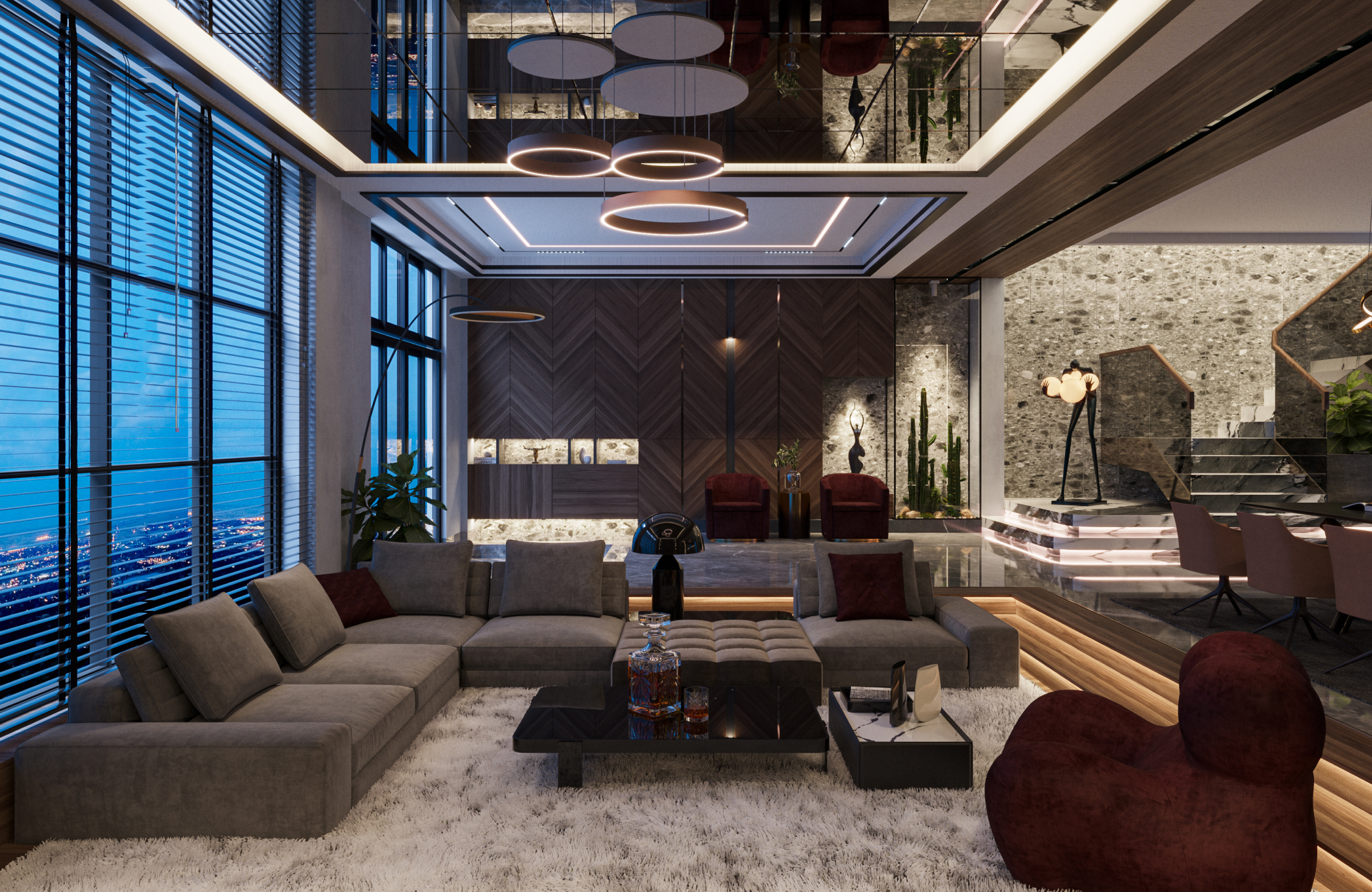 Contemporary living room interior design in Ahmedabad with designer furniture and luxury décor