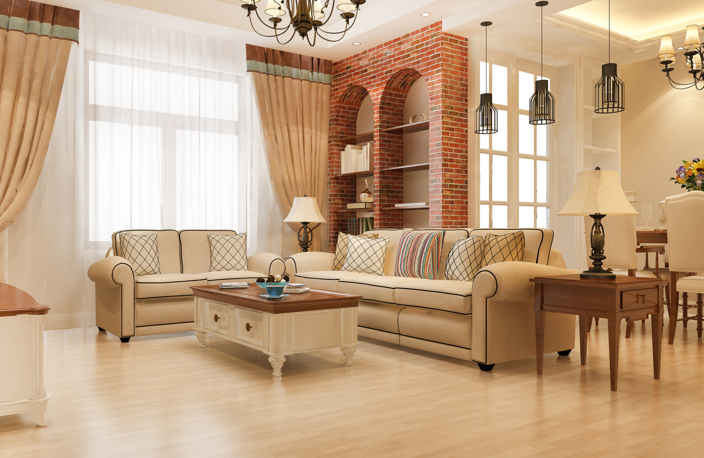 Elegant luxury living room interior design in Ahmedabad with designer furniture and lighting