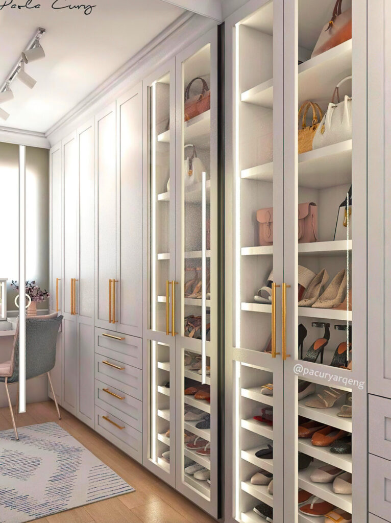 Floor-to-ceiling wardrobe for small bedroom storage