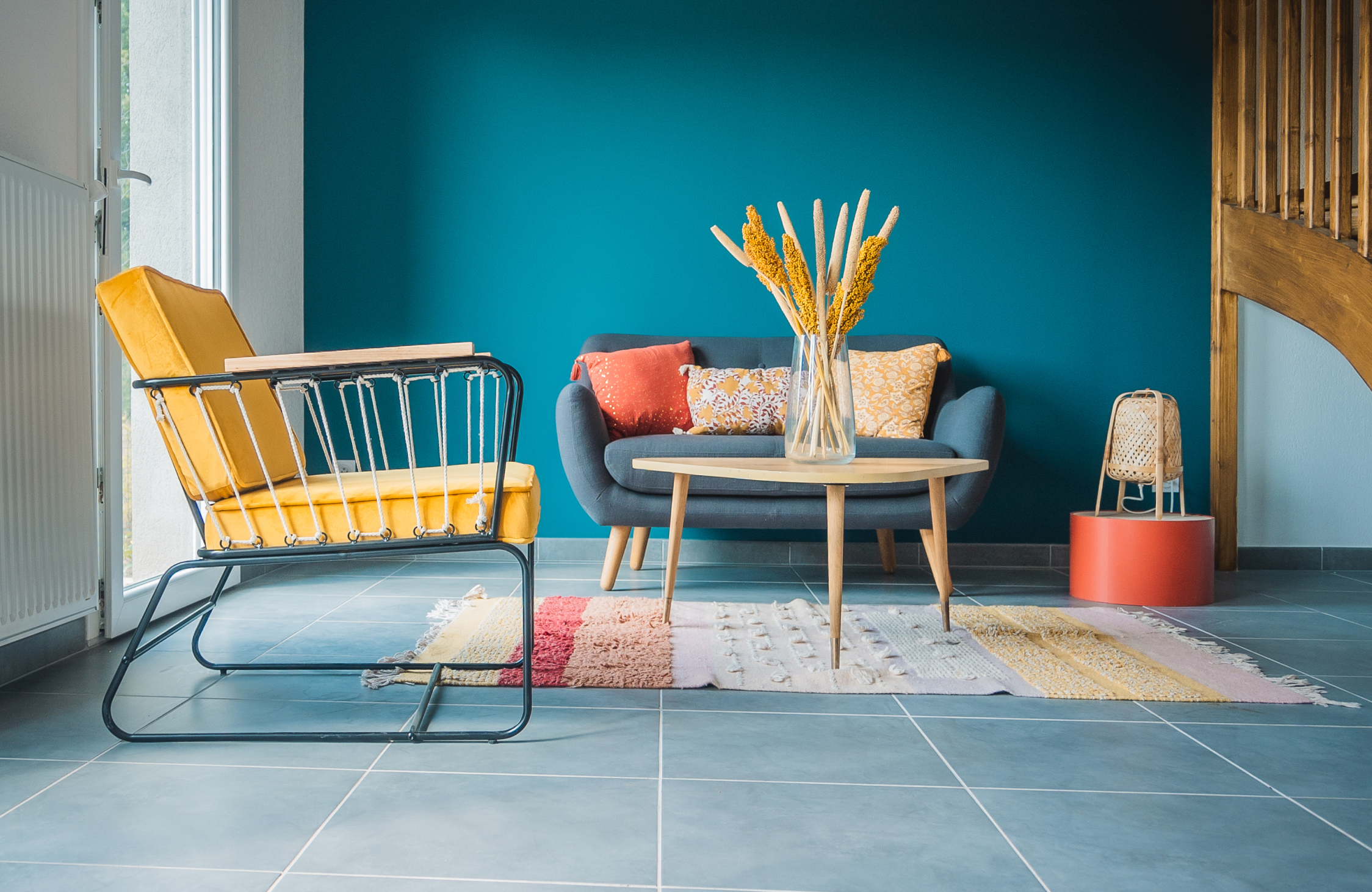 Modern Vastu-friendly balcony with comfortable seating, natural light, plants, and a relaxing contemporary atmosphere.